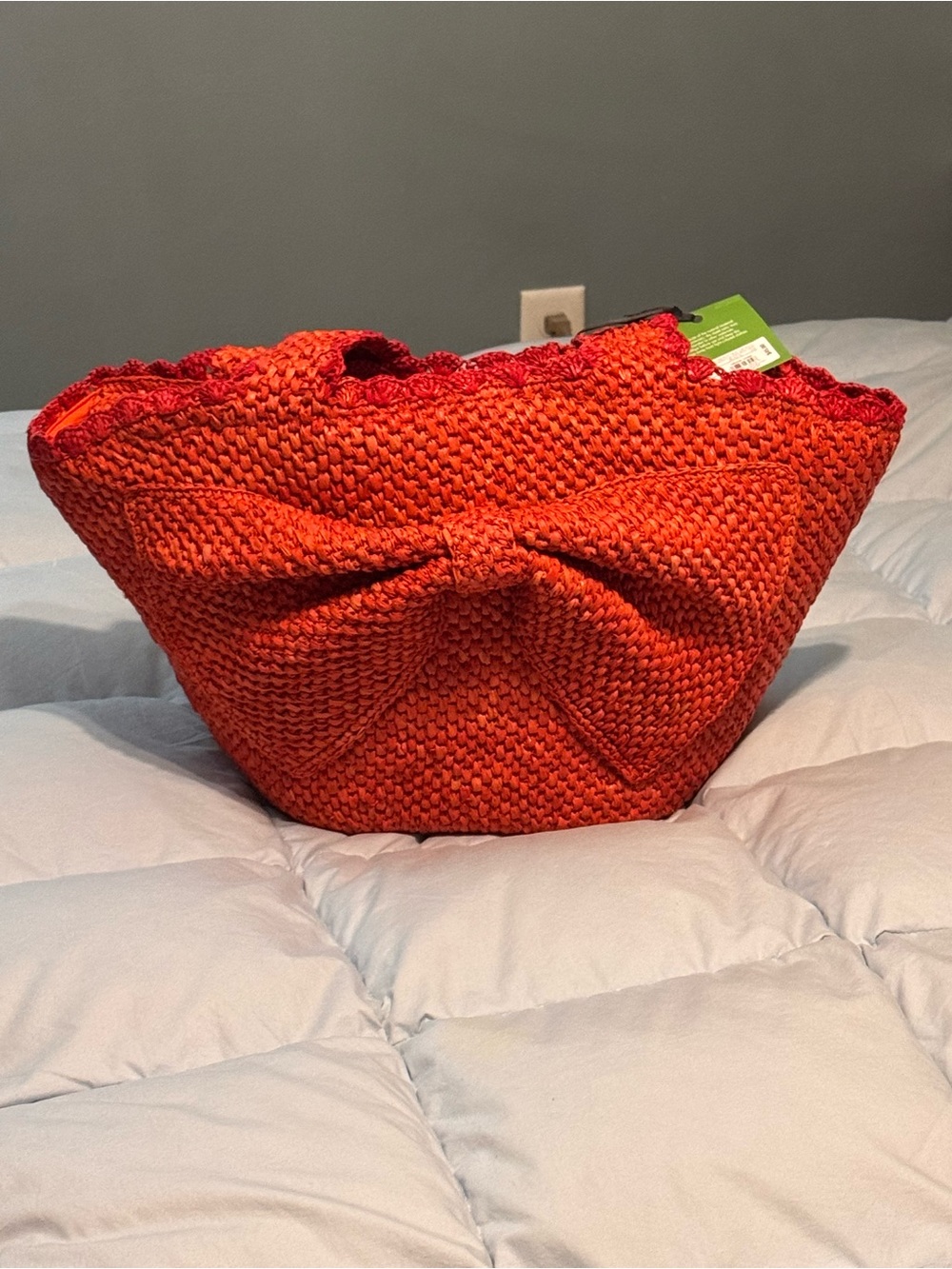 Woven Bow-Front Tote in Vibrant Red